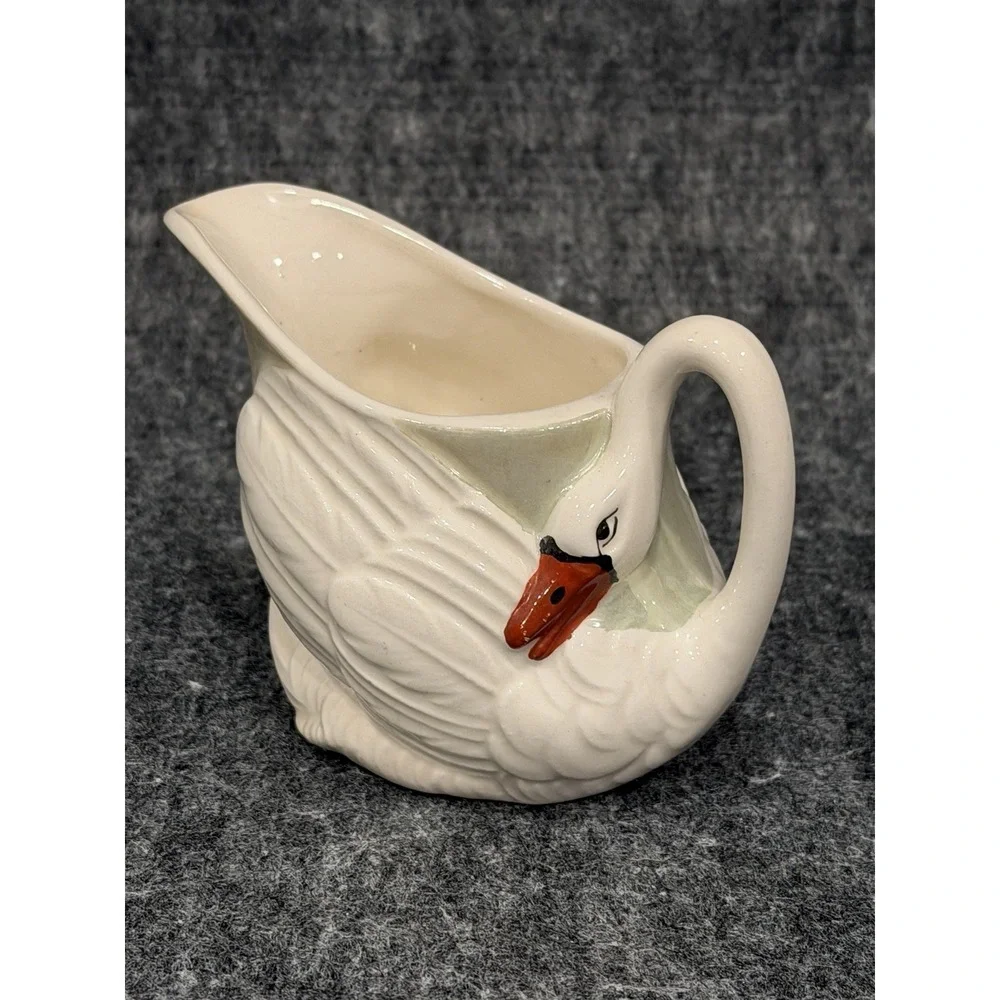 Vintage Ceramic Swan Creamer Dish Cup Made In Czechoslovakia 5 X3.5 Inches White
